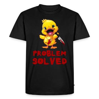 Canard avec couteau - Problème résolu Drôle Effrayant - T-shirt Premium bio Homme - noir - Devant - Nico (187cm)