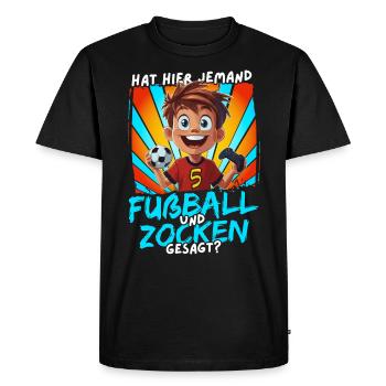 Football et jeux anniversaire garçon 5 ans - T-shirt Premium bio Homme - noir - Devant - Nico (187cm)