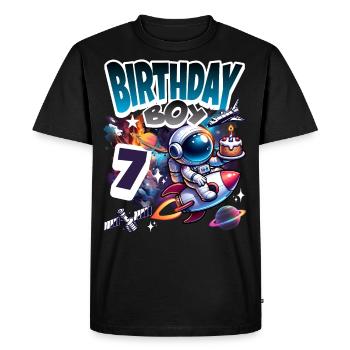Astronaut 7th Birthday Space - Men's Premium Organic T-Shirt - black - Front - Nico (187cm)