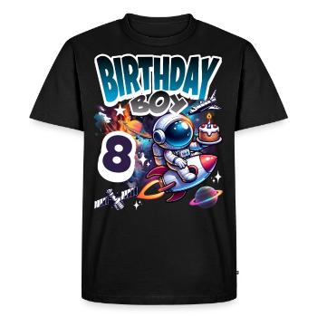Astronaut 8th Birthday Space - Men's Premium Organic T-Shirt - black - Front - Nico (187cm)