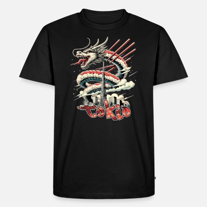 Sushi Drache Tokio Geschenk - Männer Premium Bio T-Shirt - Schwarz