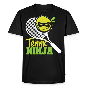 Drôle de joueur de tennis Raquette Ninja - T-shirt Premium bio Homme - noir - Devant - Nico (187cm)