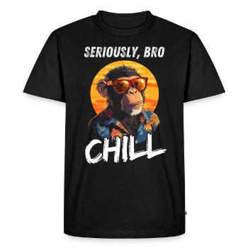 Seriously Bro Chill Monkey Gambler Sunset - Men's Premium Organic T-Shirt - black - Front - Nico (187cm)
