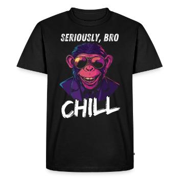 Sérieusement Bro Chill Monkey Smile Meme Design - T-shirt Premium bio Homme - noir - Devant - Nico (187cm)