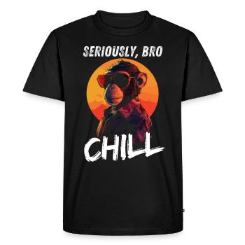 Seriously Bro Chill Monkey Sunset Gamer - Men's Premium Organic T-Shirt - black - Front - Nico (187cm)