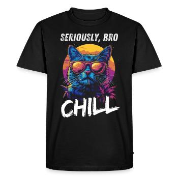 Seriously Bro Chill Cat Gamer Meme - Men's Premium Organic T-Shirt - black - Front - Nico (187cm)