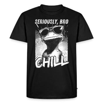 Seriously Bro Chill Lizard Retro Meme - Men's Premium Organic T-Shirt - black - Front - Nico (187cm)