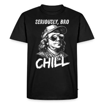 Sérieusement Bro Chill Benjamin Franklin Meme Figurine - T-shirt Premium bio Homme - noir - Devant - Nico (187cm)