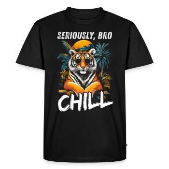 Seriously Bro Chill Tiger Meme Design - T-shirt Premium bio Homme - noir - Devant - Nico (187cm)