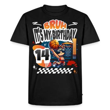 14e anniversaire de basket-ball - T-shirt Premium bio Homme - noir - Devant - Nico (187cm)