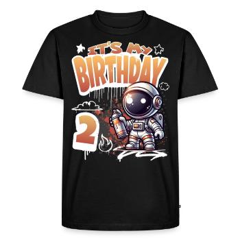 Graffiti astronaute 2ème anniversaire - T-shirt Premium bio Homme - noir - Devant - Nico (187cm)