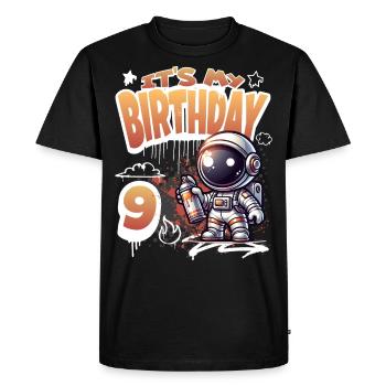 Graffiti Astronaut 9th Birthday - Men's Premium Organic T-Shirt - black - Front - Nico (187cm)