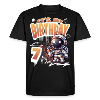 Graffiti Astronaut 7th Birthday - Men's Premium Organic T-Shirt - black - Front - Nico (187cm)