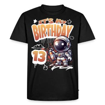 Graffiti Astronaut 13th Birthday - Men's Premium Organic T-Shirt - black - Front - Nico (187cm)