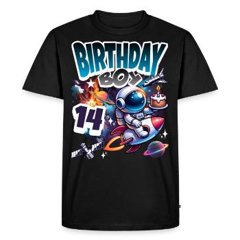 Astronaut 14th Birthday Space - Men's Premium Organic T-Shirt - black - Front - Nico (187cm)