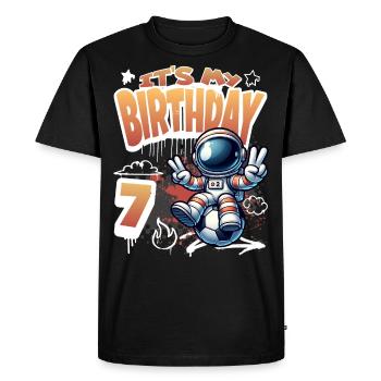 Soccer Astronaut 7th Birthday - Men's Premium Organic T-Shirt - black - Front - Nico (187cm)