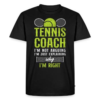 Drôle de joueur de tennis Raquette Tennis - T-shirt Premium bio Homme - noir - Devant - Nico (187cm)