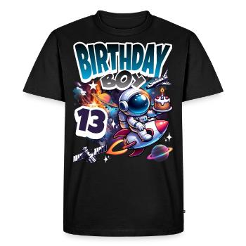 Astronaut 13th Birthday Space - Men's Premium Organic T-Shirt - black - Front - Nico (187cm)