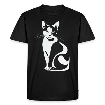 Cat Minimalist - Men's Premium Organic T-Shirt - black - Front - Nico (187cm)
