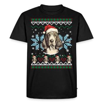 Basset Hound Pull de Noël drôle pour chien - T-shirt Premium bio Homme - noir - Devant - Nico (187cm)