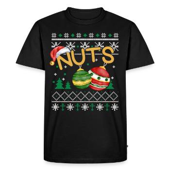 Chest Nuts Funny Christmas Couples Outfit - Men's Premium Organic T-Shirt - black - Front - Nico (187cm)