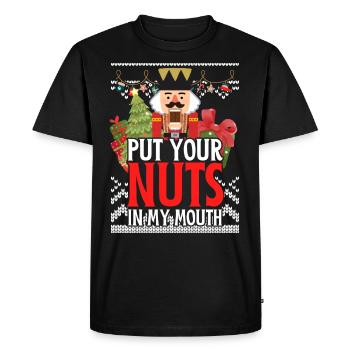 Vilain Casse-Noisette mets tes noix dans ma bouche - T-shirt Premium bio Homme - noir - Devant - Nico (187cm)