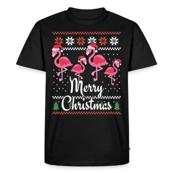 Tenue de Noël Flamant rose pour la famille - T-shirt Premium bio Homme - noir - Devant - Nico (187cm)