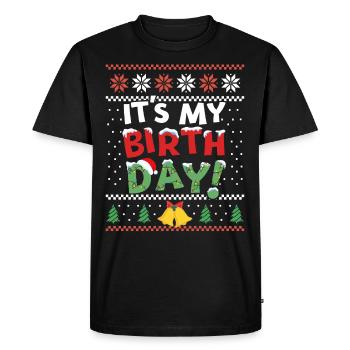 C’est ma tenue de Noël drôle d’anniversaire - T-shirt Premium bio Homme - noir - Devant - Nico (187cm)