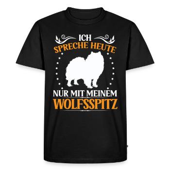 Wolfspitz Ne parlez qu’à Keeshond - T-shirt Premium bio Homme - noir - Devant - Nico (187cm)