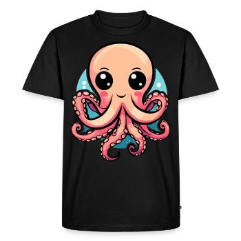 Mignon pieuvre kawaii - T-shirt Premium bio Homme - noir - Devant - Nico (187cm)