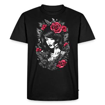 Gothic Beauty with Carmine Roses - Men's Premium Organic T-Shirt - black - Front - Nico (187cm)