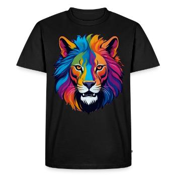 Lion, félin, lionne, dessin de lion - T-shirt Premium bio Homme - noir - Devant - Nico (187cm)