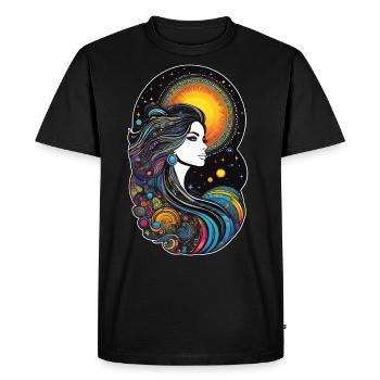 Cosmic goddess of creation - Men's Premium Organic T-Shirt - black - Front - Nico (187cm)