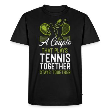 Drôle de joueur de tennis raquette couple - T-shirt Premium bio Homme - noir - Devant - Nico (187cm)