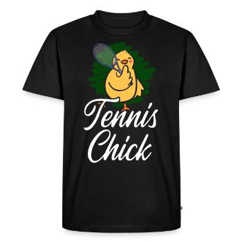 Funny Tennis Player Racket Chicken - Men's Premium Organic T-Shirt - black - Front - Nico (187cm)