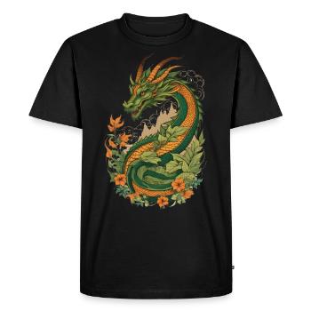 Mystical Garden of Dragons - Men's Premium Organic T-Shirt - black - Front - Nico (187cm)