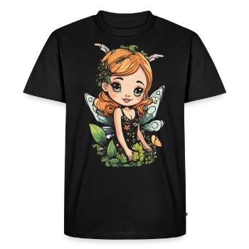 Fée de la forêt en fleurs – Doux de la nature - T-shirt Premium bio Homme - noir - Devant - Nico (187cm)