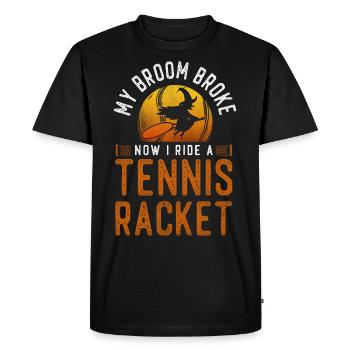 Funny Tennis Player Racket - Men's Premium Organic T-Shirt - black - Front - Nico (187cm)