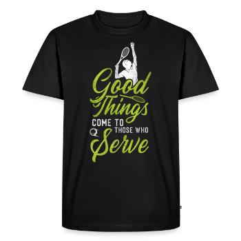 Drôle de joueur de tennis raquette bon - T-shirt Premium bio Homme - noir - Devant - Nico (187cm)