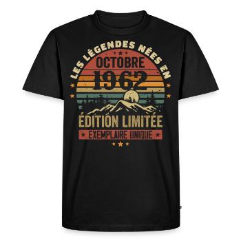 Nées en Octobre 1962 | Génial Depuis Octobre 1962 - T-shirt Premium bio Homme - noir - Devant - Nico (187cm)