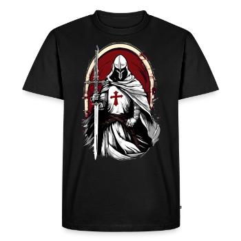 Chevalier croisé avec la - T-shirt Premium bio Homme - noir - Devant - Nico (187cm)