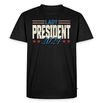 Dame Présidente 2024 : Kamala Harris pour le Progrès - T-shirt Premium bio Homme - noir - Devant - Nico (187cm)
