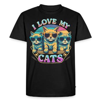 I Love My Cats - Des chats cool avec des lunettes de soleil - T-shirt Premium bio Homme - noir - Devant - Nico (187cm)