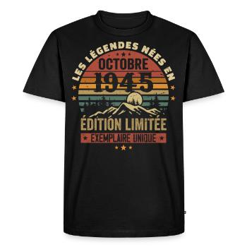 Nées en Octobre 1945 | Génial Depuis Octobre 1945 - T-shirt Premium bio Homme - noir - Devant - Nico (187cm)