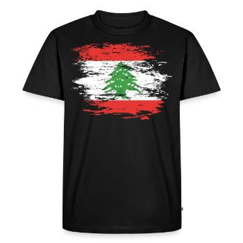 Drapeau du Liban utilisé - T-shirt Premium bio Homme - noir - Devant - Nico (187cm)