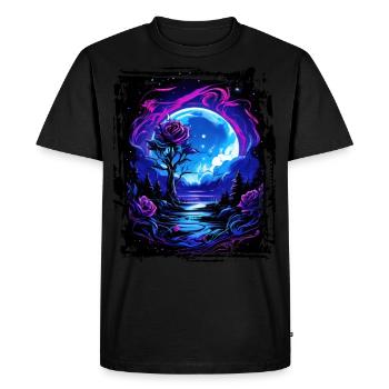 Un clair de lune onirique et une rose magique - T-shirt Premium bio Homme - noir - Devant - Nico (187cm)