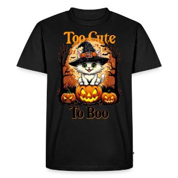 Trop mignon pour huer - Chat d’Halloween sur des citrouilles - T-shirt Premium bio Homme - noir - Devant - Nico (187cm)