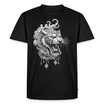 Spiritual Mandala Tiger T-Shirt - Men's Premium Organic T-Shirt - black - Front - Nico (187cm)