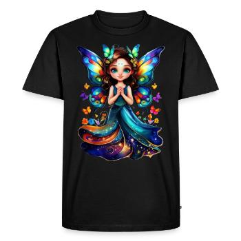 Charmante fée papillon - T-shirt Premium bio Homme - noir - Devant - Nico (187cm)