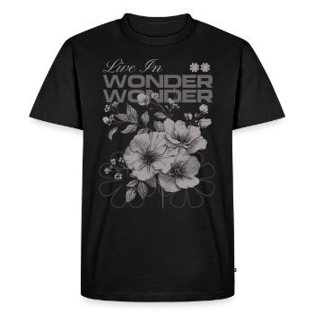 Vivre dans l’émerveillement Art floral botanique - T-shirt Premium bio Homme - noir - Devant - Nico (187cm)